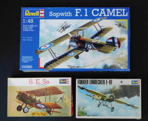 Lot 146 - 3 x boxed vintage unmade plastic Scale Model Kits - WW1 Fighters - 1 4