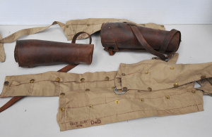 Lot 157 - 4 x Royal Australian Army bandoliers c1950s and a pair of leather gait