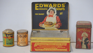 Lot 170 - Small lot of Vintage Tins incl Edwards Desiccated Soup Tin, Droste's