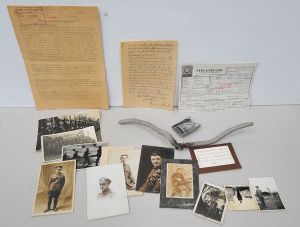 Lot 175 - Group WW2 & earlier militaria inc piece of fuel line from crashed