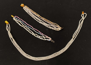 Lot 181 - 3 x Vintage Pearls inc 3 Strand pearl necklace, 5 Strand Seed ice Pear