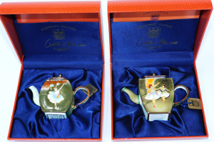 Lot 198 - 2 x Boxed Charlotte di Vita Miniature Enamel Teapots - Edgar Degas the