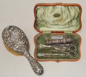 Lot 205 - 2 pces AF Hallmarked Sterling Silver inc Part Ladies cased Manicure se