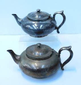 Lot 214 - 2 x Vintage Robur Silverplate Perfect Teapots with infusers
