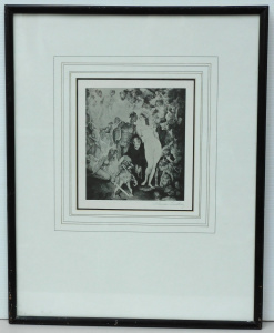 Lot 216 - Framed vintage Norman Lindsay Print - Self Portrait - Bearing Pencil s