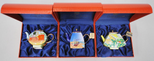 Lot 217 - 3 x Boxed Charlotte di Vita Miniature Enamel Teapots - Van Gogh themed