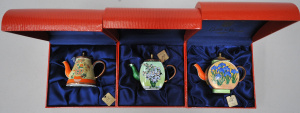 Lot 229 - 3 x Boxed Charlotte di Vita Miniature Enamel Teapots - Van Gogh themed