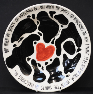 Lot 233 - Sandy Breen Large Australian Pottery Bowl - all H Painted for Molly Me