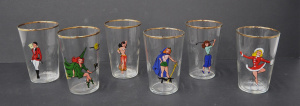 Lot 238 - Set of 6 Vintage Enamel Peek A Boo Glasses 9cm H