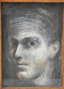 Artist Unknown - Large framed c1950s Pastel & Charcoal - Portrait of a Man -