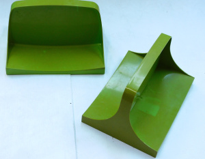 Lot 006 - Pair Retro 1970s Green Plastic wall mount Shelves - stylish period sha