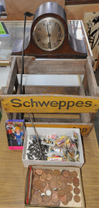 Lot 020 - Lot of Vintage Items inc Schweppes Soda Wooden Crate, Australian Coppe