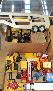 Lot 028 - Large group of vintage Tonka Trucks inc large Car Carrier, Shell fuel