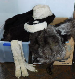 Lot 030 - 2 x Boxes Fur & Faux coats & Hats (some af) inc Silver Fox sto