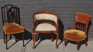 Lot 047 - 3 x parlour chairs inc 2 x Edwardian, 1 x reproduction - tallest 91cm