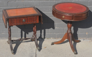 Lot 053 - 2 x vintage Regency style lion footed leather inlaid side tables inc d