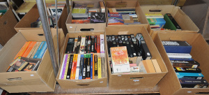 Lot 070 - Large group of 8 boxes of books inc Patrician Cornwell, Stephen King,