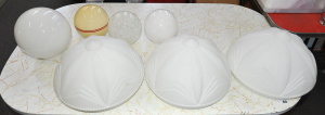 Lot 072 - Group lot - Vintage Glass Light Shades - set of 3 x Deco style, Round