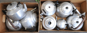 Lot 073 - Large lot of 2 boxes of vintage aluminium kettles inc Australian made