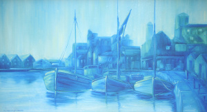 Lot 082 - Patricia Hammond (Active c1970 80s) Large framed Oil Painting - Blue H