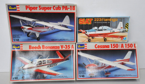 Lot 087 - 4 x boxed vintage unmade plastic 1 48 scale Model Kits - all Civil Air