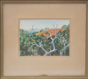 Lot 112 - Artist Unknown Framed Australian Watercolour - View from the Hilltop -