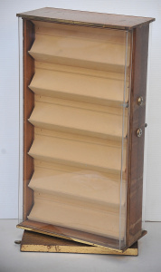 Lot 116 - Table top upright double sided rotating display case with angled shelv