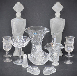 Lot 117 - Group of crystal and glass inc signed Kosta Boda comport, set of 4 cut