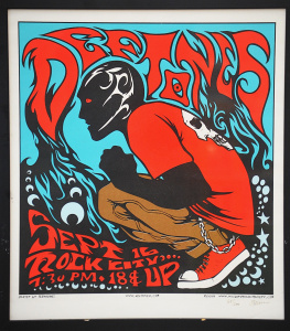 Lot 123 - Framed Jermaine Rogers signed colour screenprint Deftones Gig Poster -