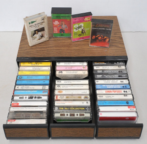 Lot 153 - Vintage Three Drawer Cassette Case w Cassette Tape Album Contents incl