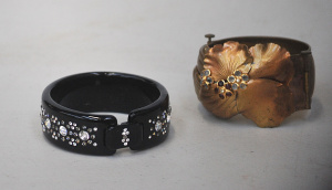Lot 178 - 2 x Vintage ladies Bracelets inc Mimco Black with Diamantes and gilt m