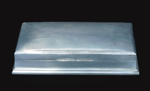 Lot 183 - Sterling Silver oblong Cigarette box - wooden lining & divider - m