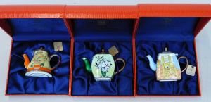 Lot 192 - 3 x Boxed Charlotte di Vita Miniature Enamel Teapots - Van Gogh themed