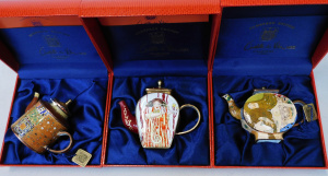 Lot 194 - 3 x Boxed Charlotte di Vita Miniature Enamel Teapots - Gustav Klimt t