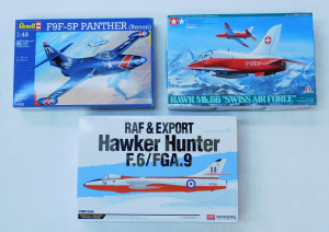 Lot 200 - 3 x boxed unmade plastic 1 48 scale Model Kits - RAF & Export Hawk