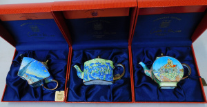 Lot 206 - 3 x Boxed Charlotte di Vita Miniature Enamel Teapots - Van Gogh themed