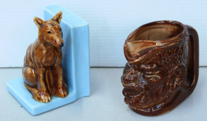 Lot 207 - 2 pces Vintage Australian Pottery inc Atholl Brown glaze character mug