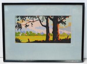 Lot 209 - Artist Unknown Framed c1930s Colour Linocut - Country Cottage - Unsign