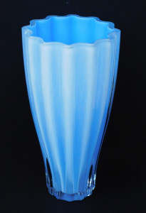 Lot 213 - Heavy signed Kosta Boda Fluted Cased Vase by Ann Wahlstrom Signed A Wa