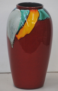 Lot 217 - Large modernist Poole Pottery Vase with hand painted abstract design b