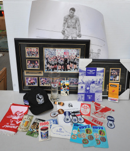Lot of Vintage AFL Memorabilia & Items incl 2 x South Melbourne Swans Pennan