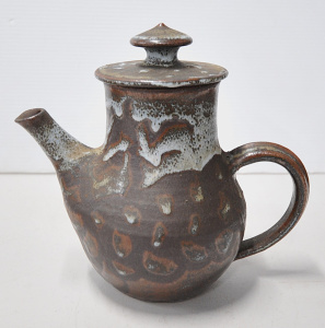 Vintage Chris Sanders Australian Pottery teapot - Brown & Cream lava like gl