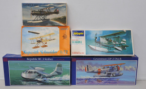 Lot 007 - 5 x boxed unmade plastic Model Kits various scales and makes of Seapla