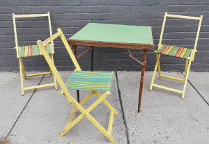 Lot 009 - 3 x Vintage Foldout Camping Chairs & A Imperial branded Card Table
