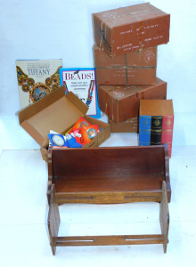 Lot 017 - Mixed Group lot inc Vintage Wooden Book stands - one Arts & Craft
