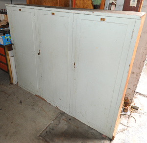 Lot 019 - Vintage Three Door Wooden Storage Cabinet from Williams Town Rifle Clu