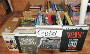 Lot 023 - Large lot of 4 boxes of non-fiction books inc history, military, sport