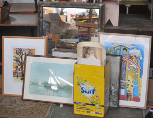 Lot 049 - Group lot Framed & Unframed prints & Wall mirror inc Framed Lu