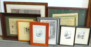 Lot 054 - Group of vintage framed engravings, prints and pictures inc George Cru