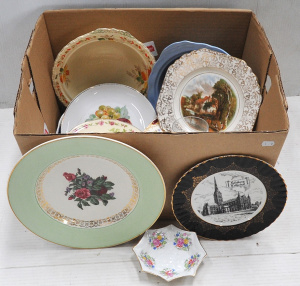 Lot 074 - Box lot ceramics & glass inc Pair Krosno Bubble Bottom glasses, G